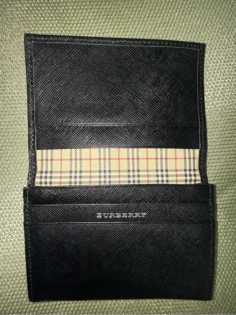 Burberry Black Saffiano Leather Card Sleeve w/COA